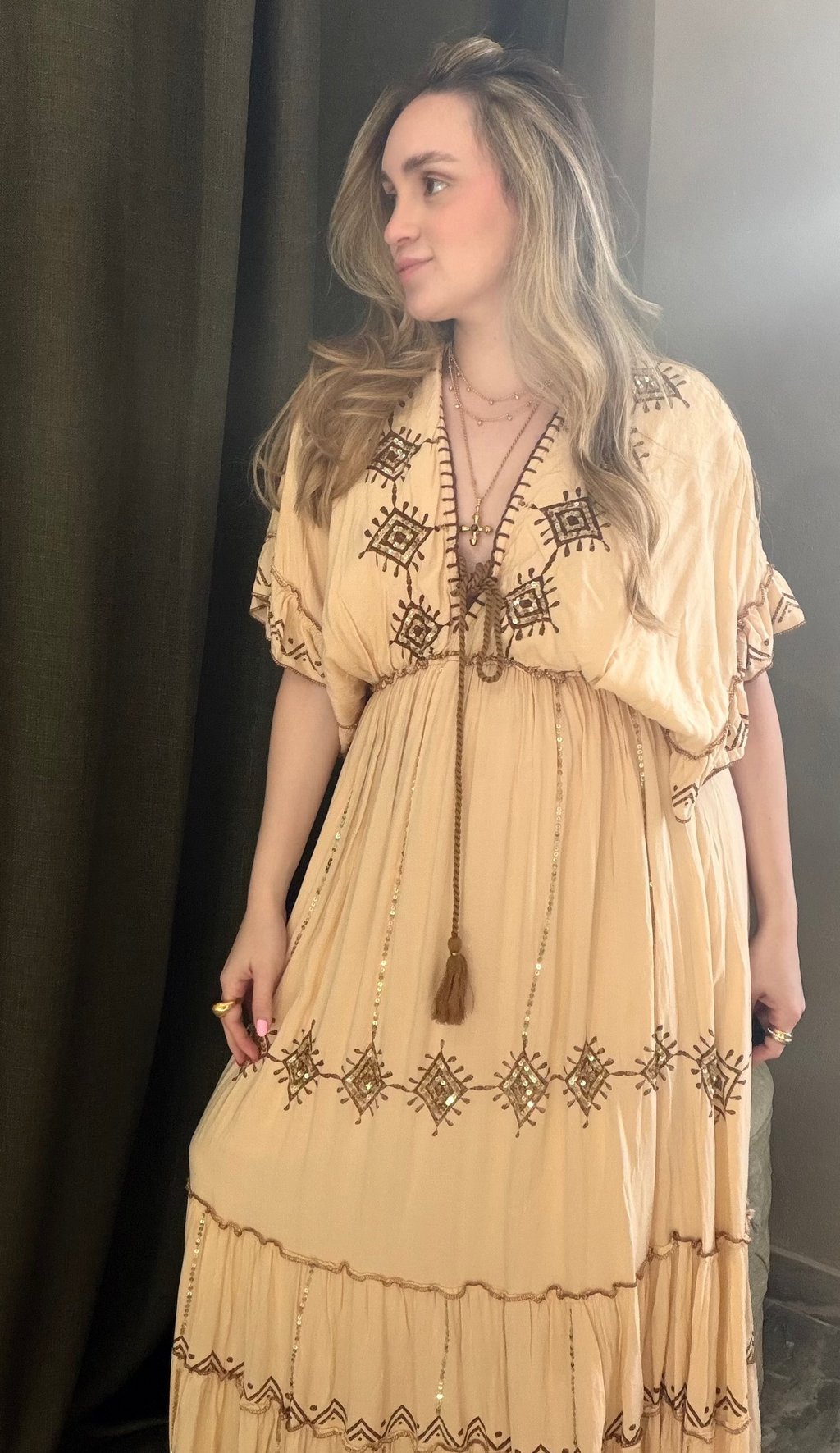 Tan Maxi Dress Made in India