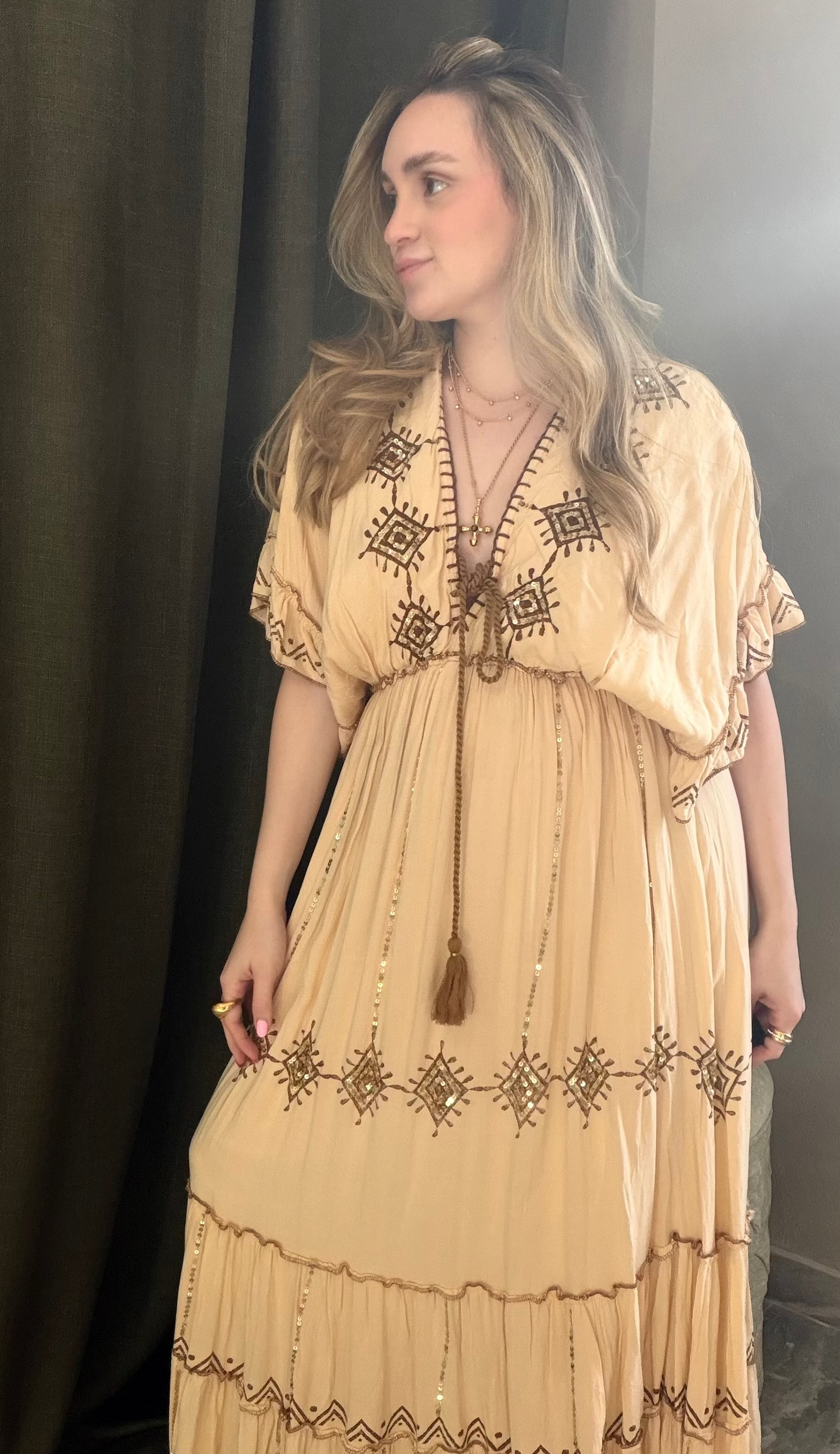 Tan Maxi Dress Made in India