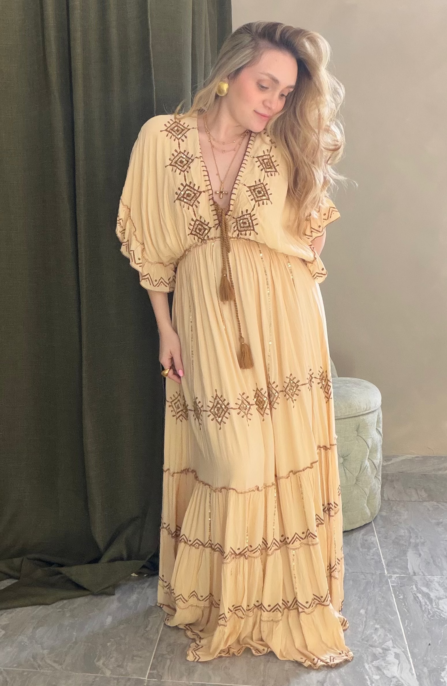 Tan Maxi Dress Made in India