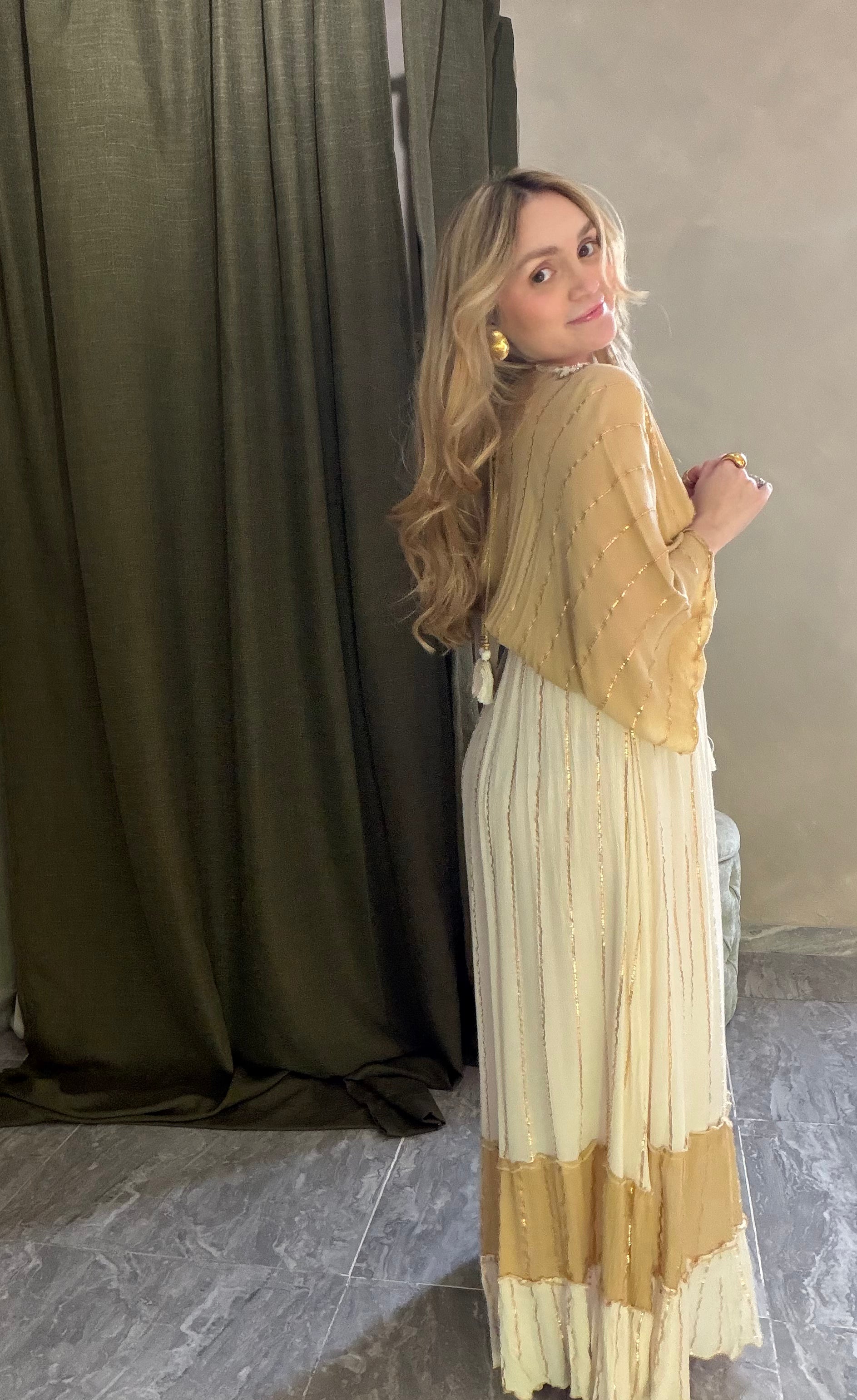 Beaded Embroidered White Maxi Dress Made in India