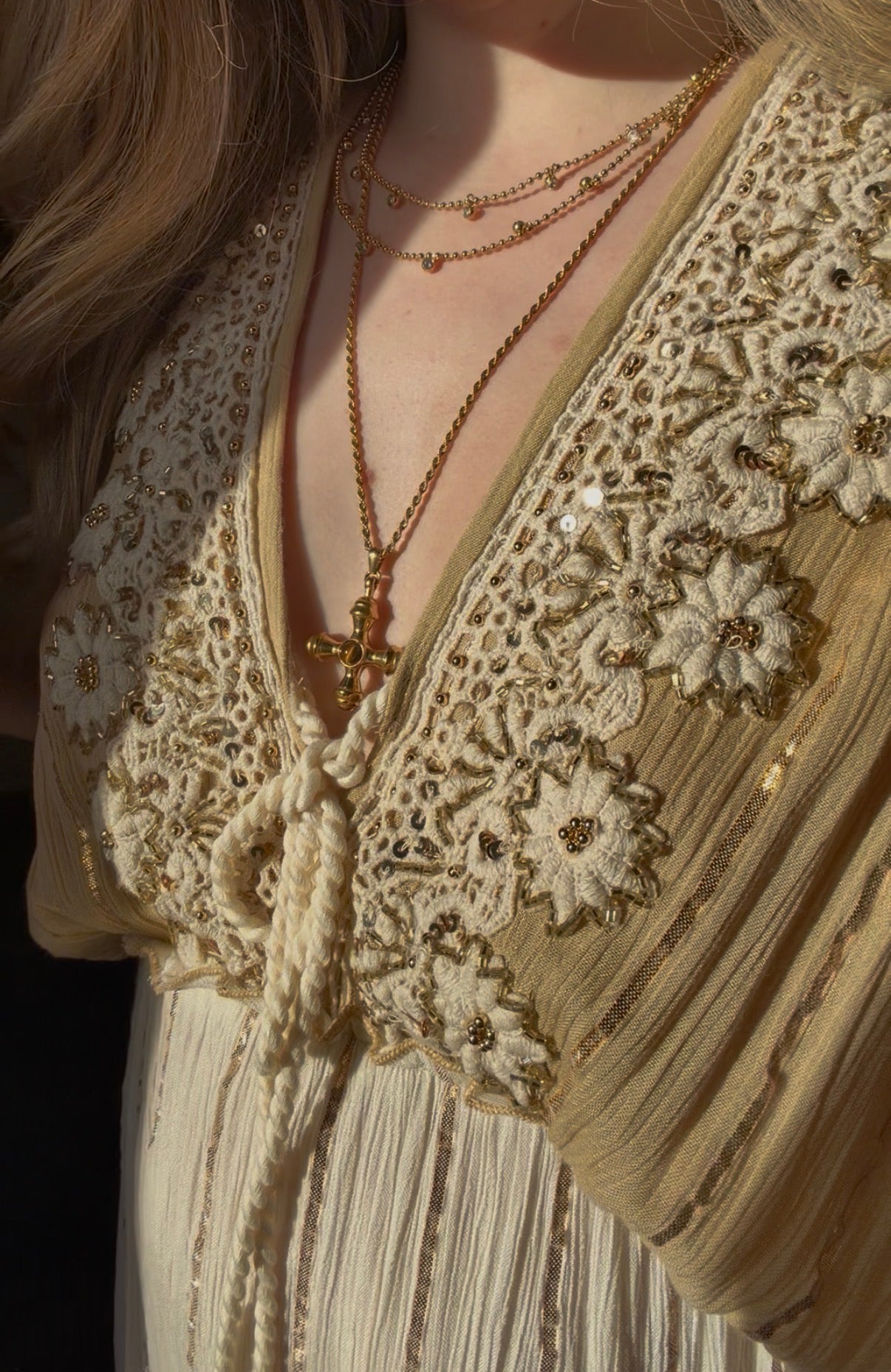 Beaded Embroidered White Maxi Dress Made in India