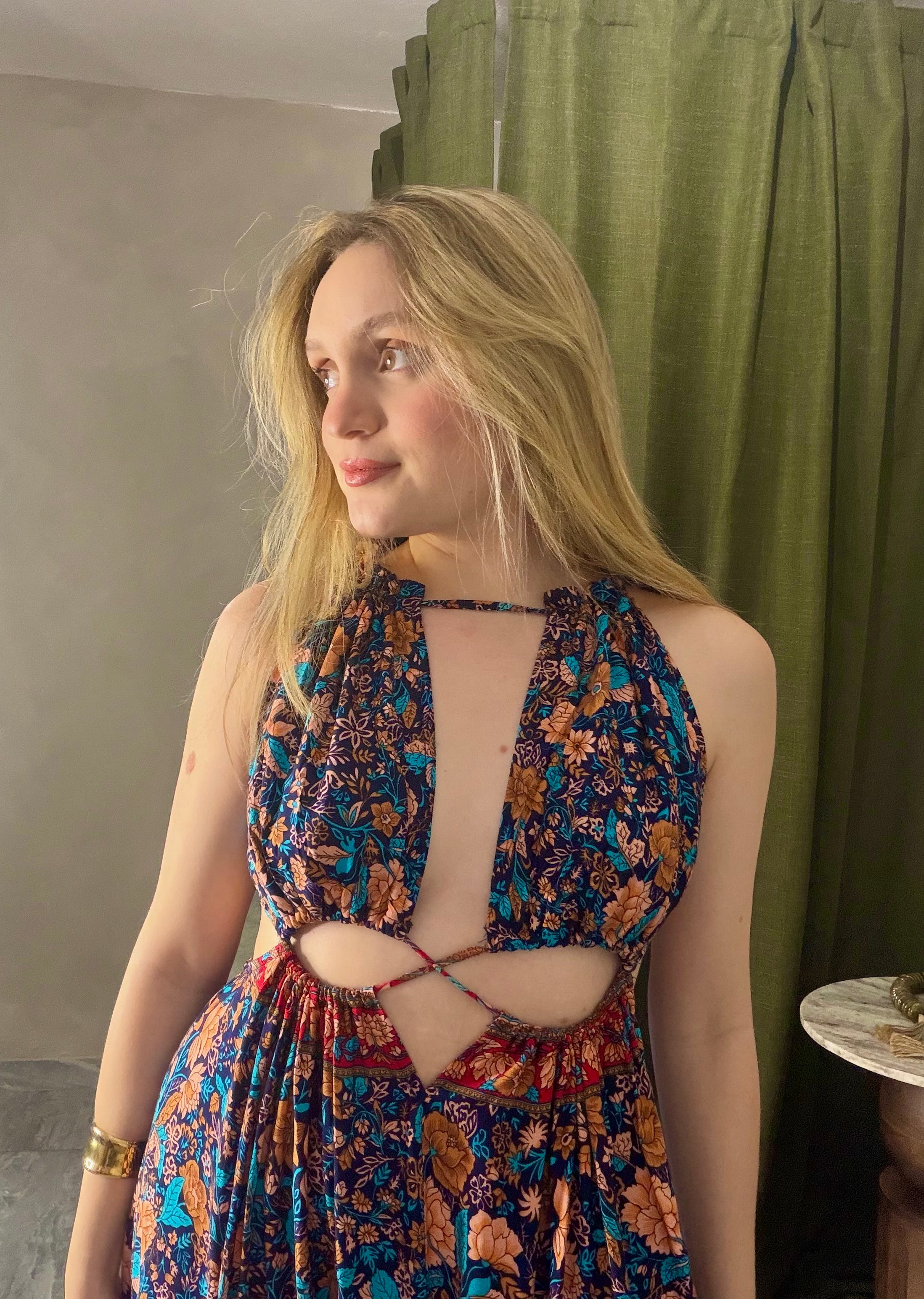 Floral Open Back Dress
