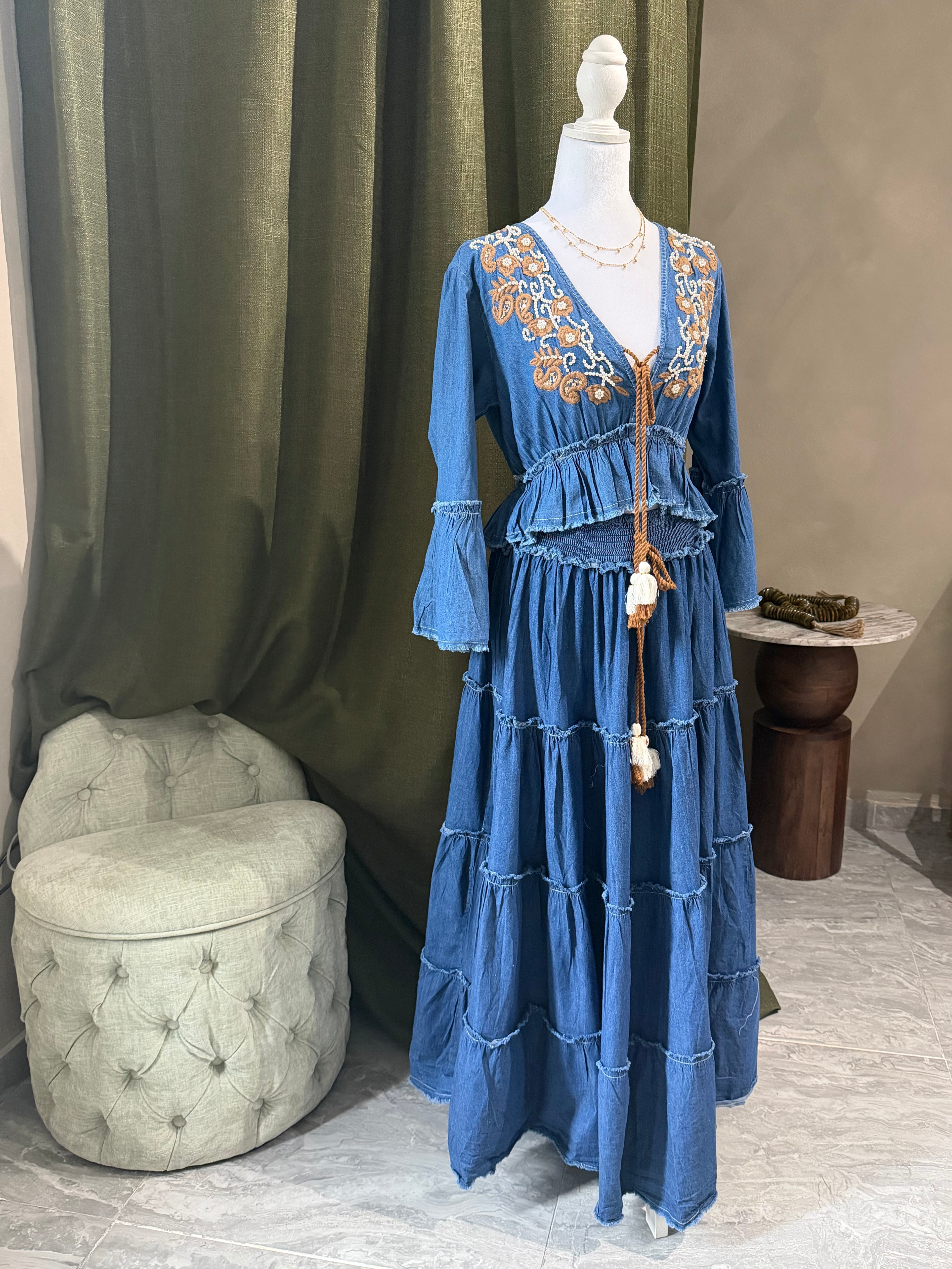 Long Denim Skirt Set