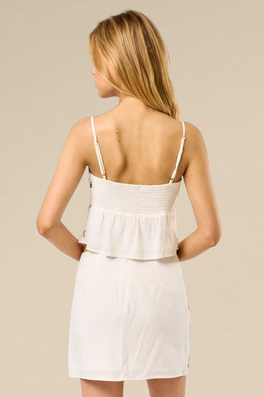 White Embroidered Floral Set