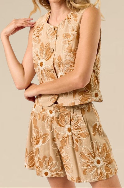 Embroidered Mocha Flower (Bottom)