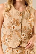 Embroidered Mocha Flower (Top)