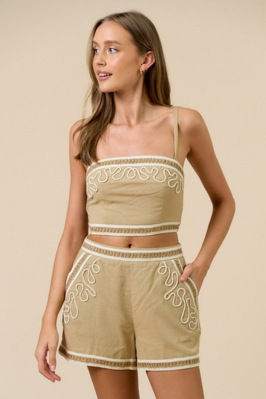 Embroidered Taupe Waves (Bottom)